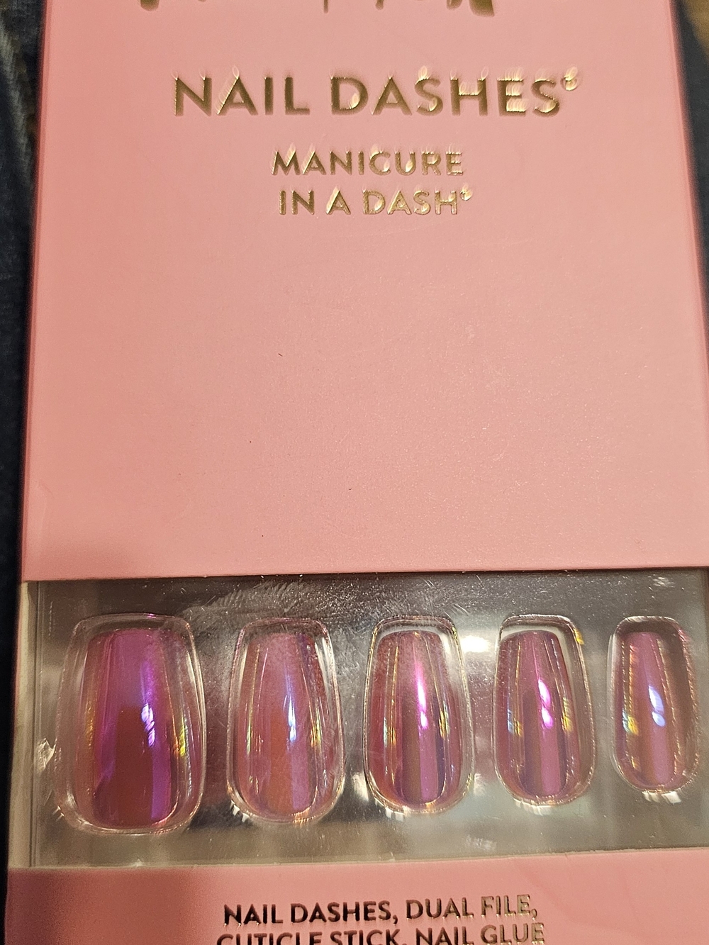 Nail Dashes Pink Iridescent Press-On Nails